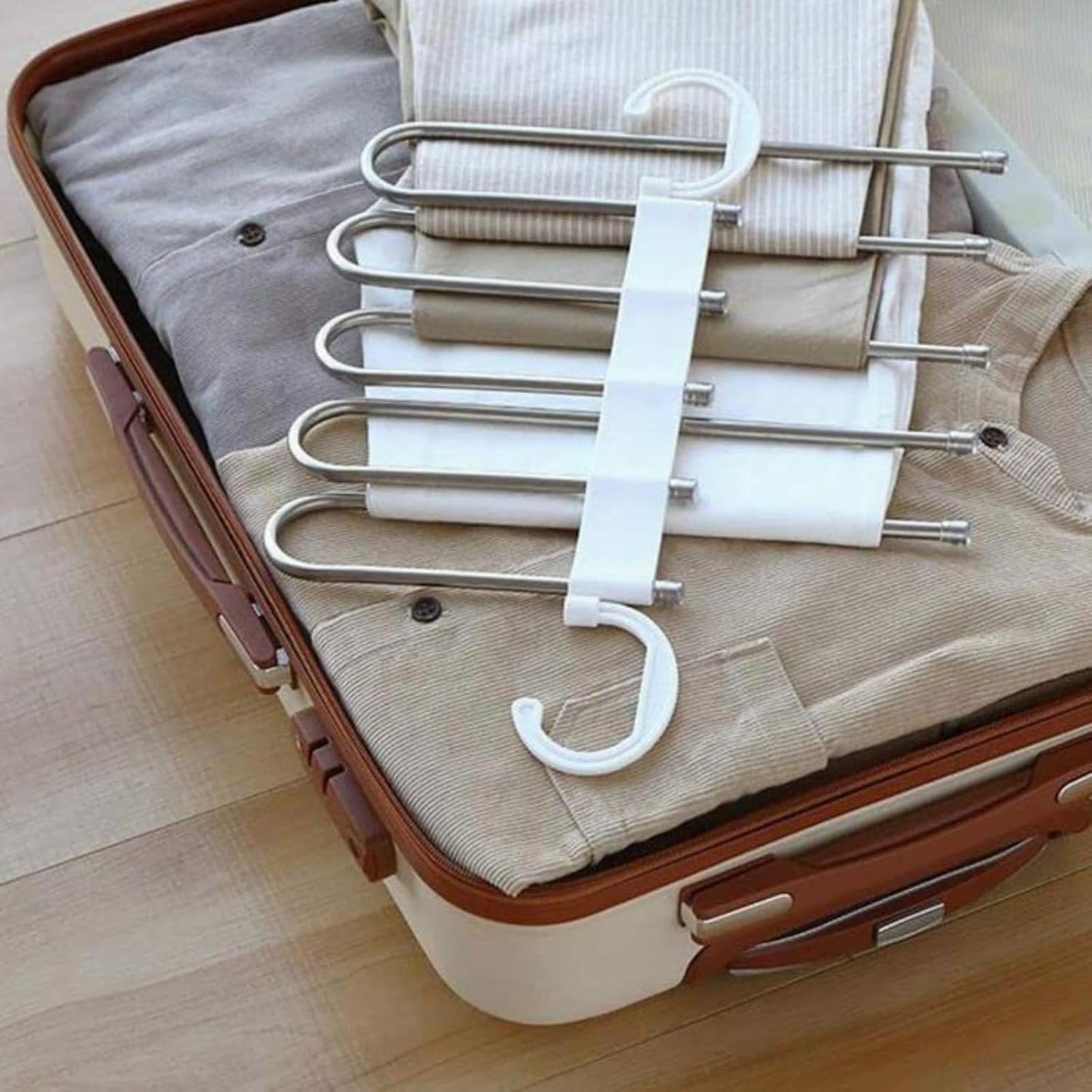 Hanger-5 In 1 Stainless Steel Multifunction Retractable Pants Rack Trouser Hanger(Pack of 2)