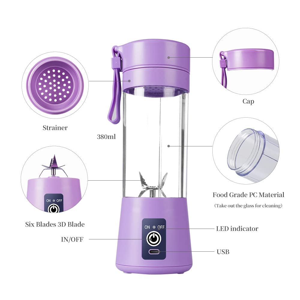 Portable Electric 6 Blade USB Juice Maker (380 ml)