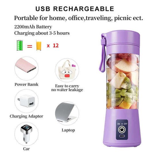 Portable Electric 6 Blade USB Juice Maker (380 ml)