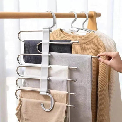 Hanger-5 In 1 Stainless Steel Multifunction Retractable Pants Rack Trouser Hanger(Pack of 2)