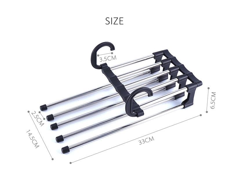 Hanger-5 In 1 Stainless Steel Multifunction Retractable Pants Rack Trouser Hanger(Pack of 2)