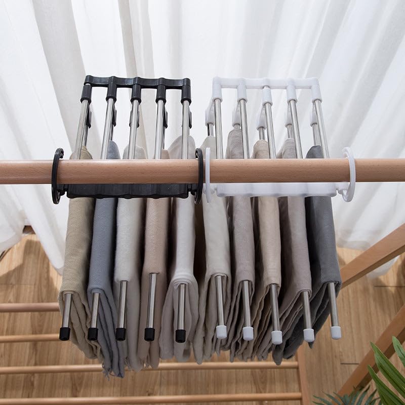 Hanger-5 In 1 Stainless Steel Multifunction Retractable Pants Rack Trouser Hanger(Pack of 2)