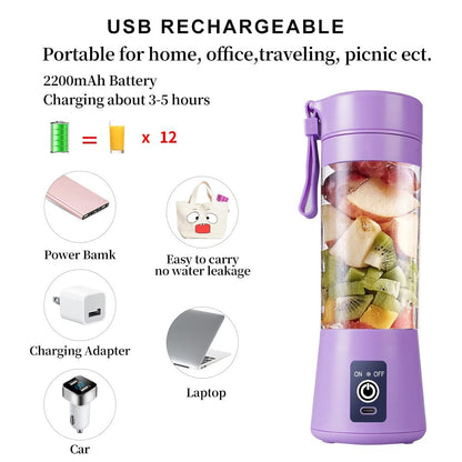 Portable Electric 6 Blade USB Juice Maker (380 ml)